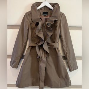 Cynthia Rowley Zip Up Ruffle Trench Jacket